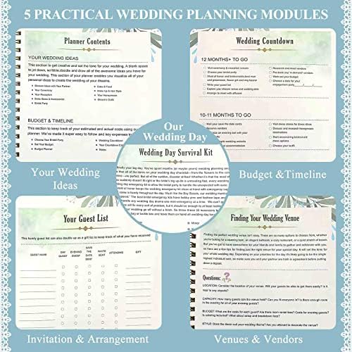 Wedding Planner - Книга за планиране на сватба и Органайзер за булката, Сватбеният агент в твърди корици с 5 Раздели,