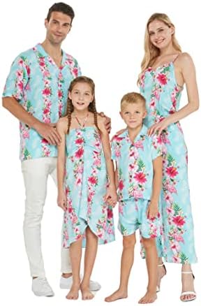 Подходяща Семейна Хавайски облекло Luau за Мъже И Жени За Момичета и Момчета с розов цвят, цвят на Лозаро-винарски Хибискус,