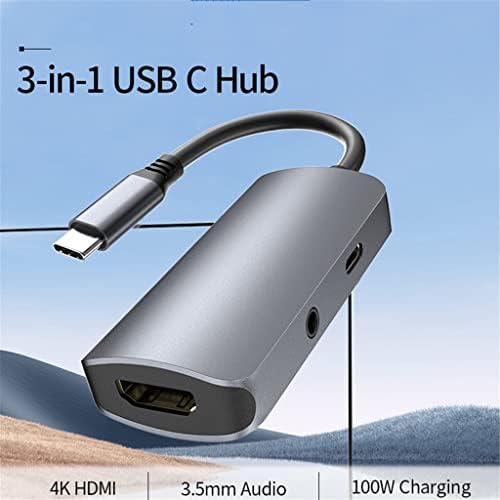YASEZ 3-в-1 C USB Хъб USB Type C до док-станция с резолюция от 4K 30 Hz, 3.5 мм аудио, PD 100 Вата за интелигентни устройства