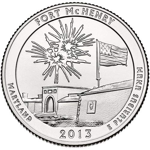 2013 S BU Форт Макгенри Национален паметник на щата Мериленд NP Quarter Choice Необращенный монетен двор на САЩ