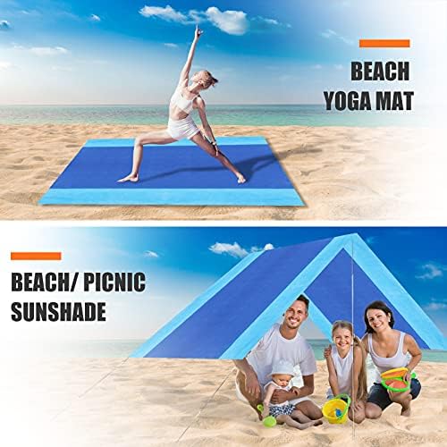 Плажна Одеяло, Защитата от пясък, Големи Плажен мат 80 X 82, Подходящ за 4-7 възрастни, Водоустойчив Лека подложка за пикник за Пътуване, къмпинг, туризъм