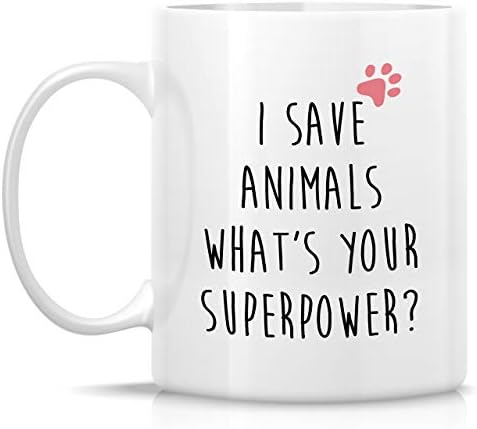 Забавна чаша за Retreez - Аз спасаю животни, от твоя Суперспособность Ветеринарен лекар, Керамични Чаши за Кафе с обем