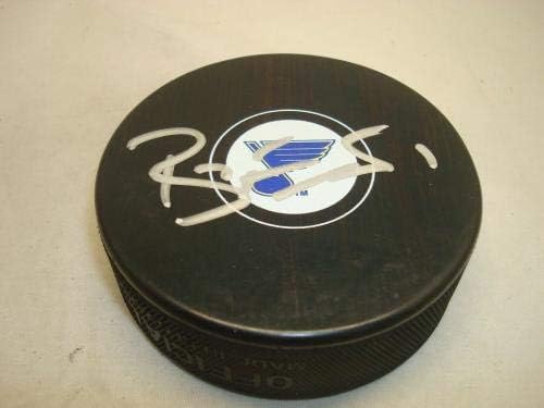 Брайън Елиът подписа хокей шайба Сейнт Луис Блус с автограф на PSA/DNA COA 1Б - за Миене на НХЛ с автограф