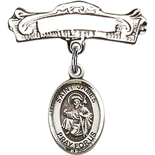 Детски икона от сребро с Чар Св. Джеймс Велики и Извити Полирани игла за Икона 7/8 X 7/8 инча