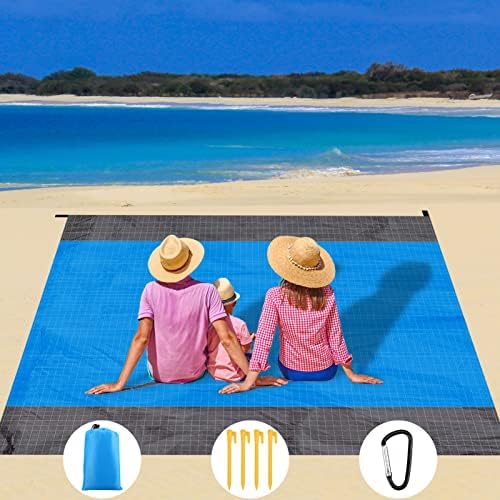 Плажна одеяло Neween, Водонепроницаемое, защитено от пясък, Лесен Плажен мат голям размер за 1-4 възрастни, Подложка