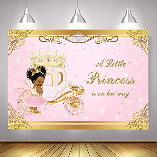 Mocsicka Златен фон Принцеса Розова Малка Принцеса в пътя на Фон за снимки на бебето Душ Vinyl Блестяща Златна Карета