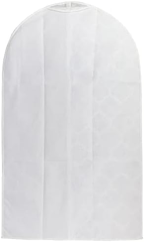 Основите на къщата Чанта за костюм от нетъкан текстил Арабеск с прозрачен пластмасов капак, бял