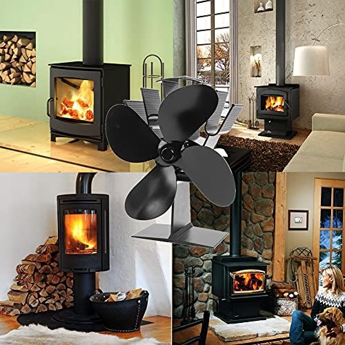 Вентилатор за дърва Chesoon с топлинна хранене, камина с 4 остриета, високо ефективно разпределение на топлината, вентилатор