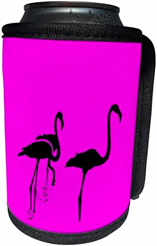 3D Минималистичен силует три фламинго Черен цвят на розова обертке за бутилки-хладилника (cc-361021-1)