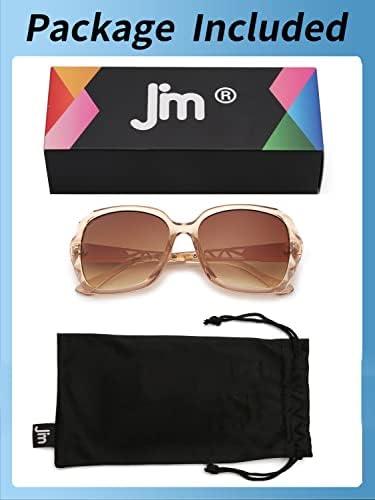 JM Бифокални Очила за четене, Големи Слънчеви Очила за Жени с Защита от Uv Открито Кафяво + 2.0