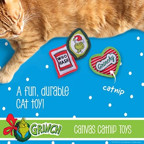 Д-р Сус за домашни любимци Гринч, Играчка за котки от коча билка, 3 опаковки | Малки Играчки за котки с котешка мента