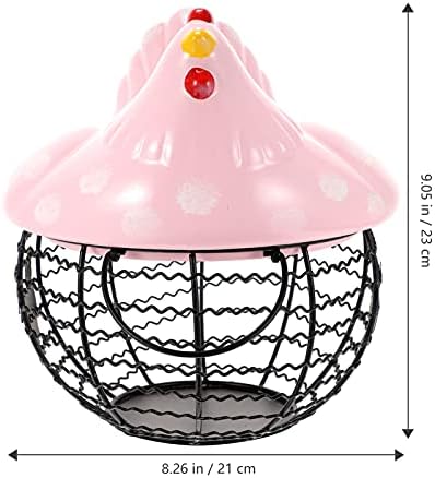 Hemoton Черен Контейнер за Подслон за съхранение на яйцата, Кошница за пресни яйца от Черна Метална мрежа Жично Керамични