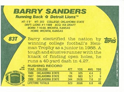 1989 Топпс Търгувам футболната карта начинаещ №83T Бари Сандерса