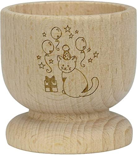 Azeeda Birthday Котка, дървена чаша за яйца (EC00023209)