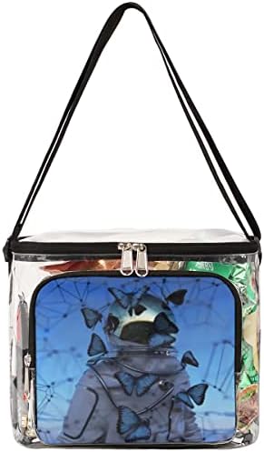 Прозрачната чанта-тоут Astronaut Butterfly, Одобрен Стадион, с дръжки, Прозрачна Чанта през рамо с Регулируема Каишка,
