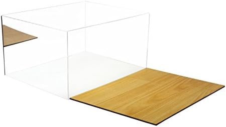 Най-добрите витрини Универсална акрилна витрина - Голяма правоъгълна кутия с имитация на дървена основа и огледало 15,25