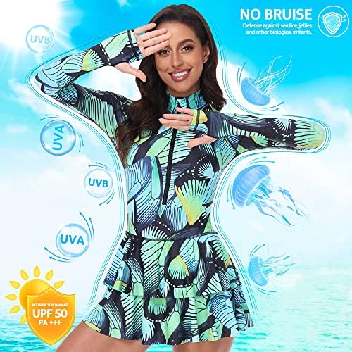 Уникална Защита от акне BELLA за жени, 1 бр. - Бански костюми с дълъг ръкав UV UPF 50 + Тениска за гмуркане