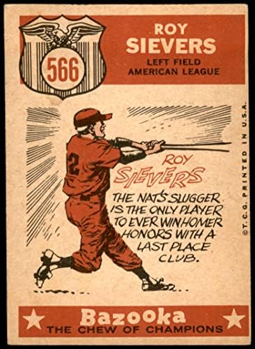 1959 Topps 566 All-Star Рой Sivers Вашингтон Сенатърс (Бейзболна картичка) VG/БИВШ Сенатърс