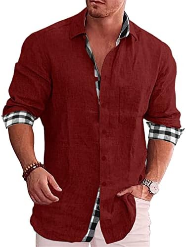 JEKE-DG Риза с ревера и дълги ръкави, Однотонная Модни Дрехи копчета, Клетчатая Облекло За Плаж, Отдих, Реколта Блузи