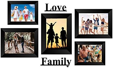 Фоторамка за стенен колаж eCraftIndia Памет - Набор от 5 Рамки за 2 снимки с размер 4 x6, 3 снимки с размер 5 x7, 1 Парче от любовта, 1 парче от семейството