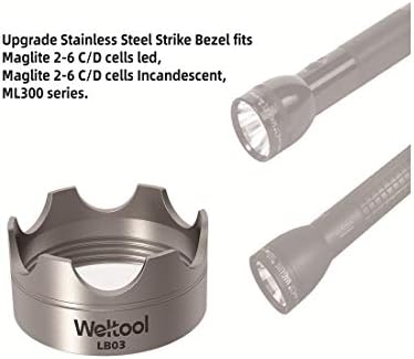 Шок рамка за фенерче Weltool - неръждаема стомана 304, за фенери Maglite C или D cell LED ML300L и ML300 LX - Усъвършенстван