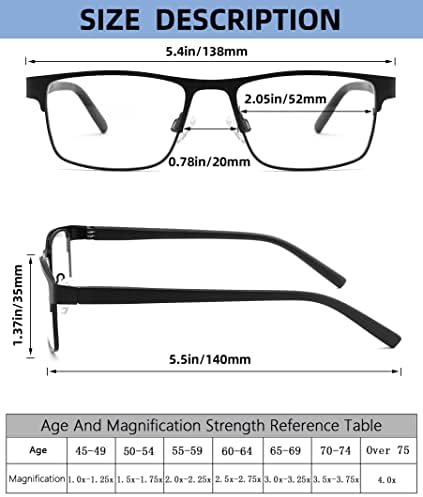 Мъжки слънчеви очила за четене DILLY VISION, 4 опаковки, метални полнокадровые ридеры с блокиране на синя светлина, с