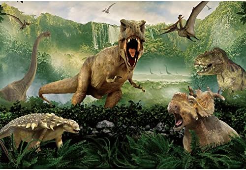 DORCEV 12x8ft Свят на Динозаврите Парк Фон за Парти Листа на Тропическите Гори на Планината Езерото Джунгла Животни Археология