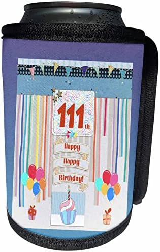 Триизмерен образ на Етикет със 111-ти рожден ден, Торта, Свещи. - Опаковки за бутилки-охладители (cc-360421-1)