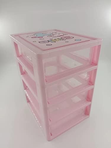 Скъпа кутия за съхранение за момичета WQURC с многослойными Чекмеджета за приемане на масата с розова дръжка с лък (Четири