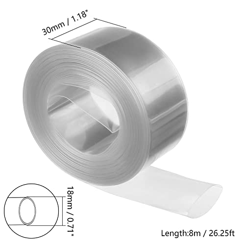 Bettomshin Прозрачна PVC Свиване на Тръба с Дължина 26,25 Фута 1,18 Инча Плосък за батерия 1 × 18650 1 бр.