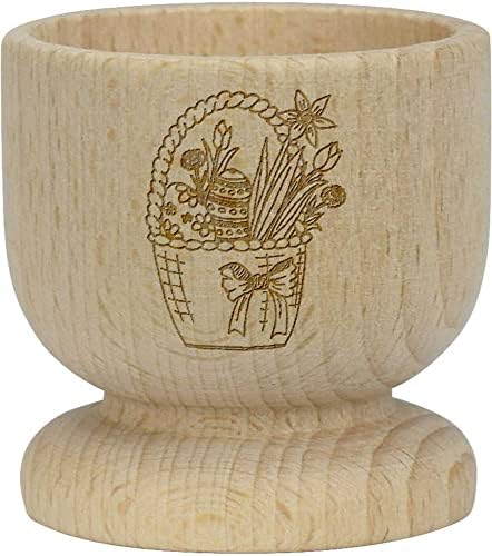 Дървена чаша за яйца Azeeda Великден кошница и цветя (EC00023070)