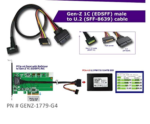 Кабели Micro SATA PCIe Gen4 Генерал-Z 1C Конектор за свързване на кабел, U 2 (СФФ-8639)