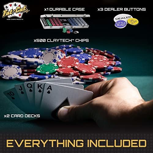 Набор от чипове за покер Fat Cat Texas Hold ' em Claytec с тегло 11,5 Грама Алуминиев корпус, 500 Шарени кубчета