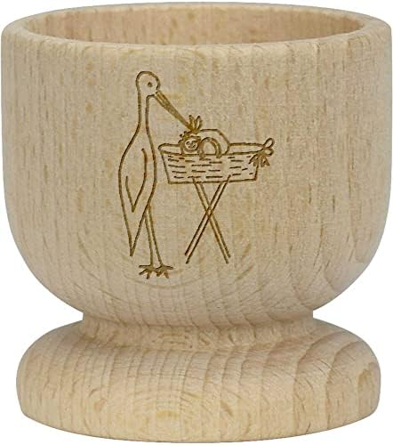 Дървена чаша за яйца Azeeda Щъркел и детска кошница (EC00022501)