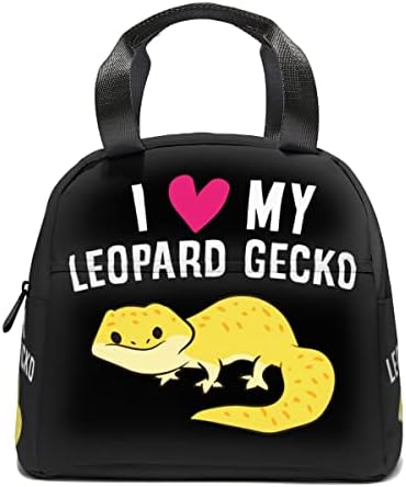 Vderxcok I Love My Leopard Gecko Изолиран Обяд-Бокс Преносим Термосумка-Хладилник с Преден джоб за Многократна употреба