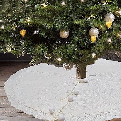 XCYWL Стоки за Коледна украса Вязаная Пола във вид на елхи (Бяла Вязаная пола във вид на елхи 122)