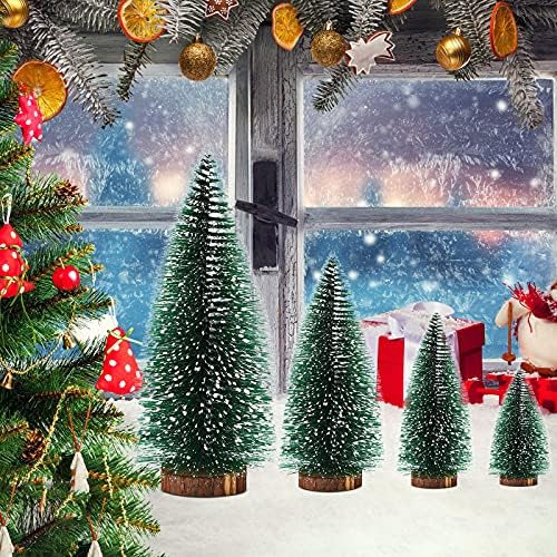 10 Бр. Изкуствена Мини Коледно Дърво, Малък Бор, на Дървена Основа, Бутылочная Четка, Дървета, на Дървена Основа, Коледно