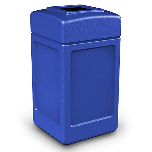 Продукти Commercial Zone 732104 Квадратен контейнер за боклук, синьо, 42 Литра и 732101 Контейнер за боклук с отворен