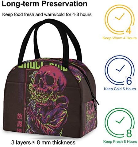 Случайна чанта за обяд Дамски - Стръмни Големи Запечатани торби за обяд с черепа на раменните ремнях за работа с Деца