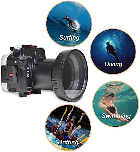 Подводен корпус Seafrogs 40 м/130 фута Водоустойчив калъф за Canon EOS R, съвместим с обектив 24-105 мм/16-35 мм/24-70