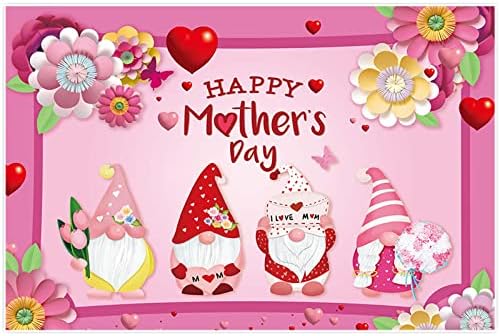 Allenjoy 68 x 45 Честит Ден на Майката Джуджета на Фона на Розови Цветя Декор Любов на Мама Вечерни Украса за Доставка