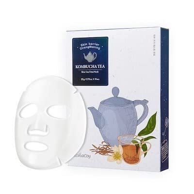 Elishacoy Skin Tea Time Mask 12 Комбинирани опаковки (Юджа, мента, kombucha) - Маска-лист за грижа за кожата 3 вида Вегетариански