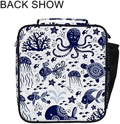 Изолирани обяд чанта Медуза октоподи, морски звезди и костенурки, Кутия за многократна употреба обяд охладител чанта
