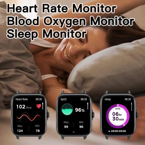 LOKUI 1,7-Инчов смарт часовници Smartwatch за фитнес с функция за следене на сърдечния ритъм, сън, 28 спортни режими