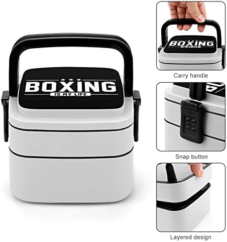 Боксова is My Life Bento Box Двуслойни Универсален Контейнер за Обяд с Лъжица за Пикник, Работа и Пътуване