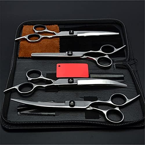 Ножици за подстригване + извити ножици НАГОРЕ надолу + ножици за филировки Професионални ножици за подстригване на козината