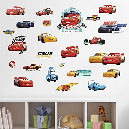 Маккуин Автомобили 3D Стикер На Стената, Автомобили Стикери За Стена, PVC Стикери за Детска Стая за Момчета Спалня и