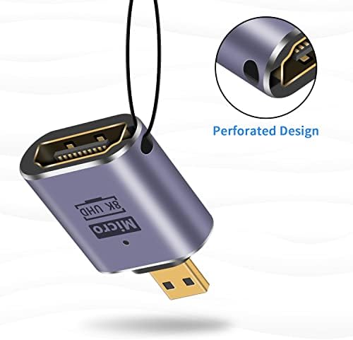 Адаптер Duttek 8K HDMI-Micro HDMI, Стандартен адаптер за Micro HDMI версия 2.1, Адаптер Micro HDMI Male-HDMI Female с
