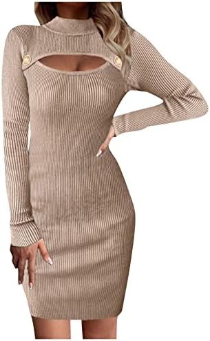 Жена Секси Рокля-пуловер, Модни Пола-Прилеп с Преминаването V-образно деколте, Рокля с мирис на бедрата, Вълнена Рокля