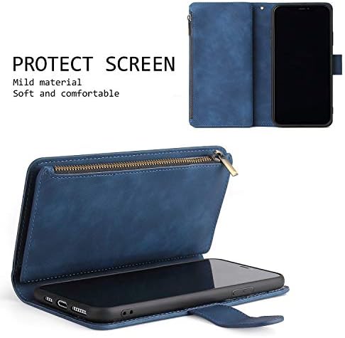 Чанта-портфейл UEEBAI за iPhone 14 6,1 инча, Реколта чанта от изкуствена кожа Премиум-клас с магнитна закопчалка, Джоб